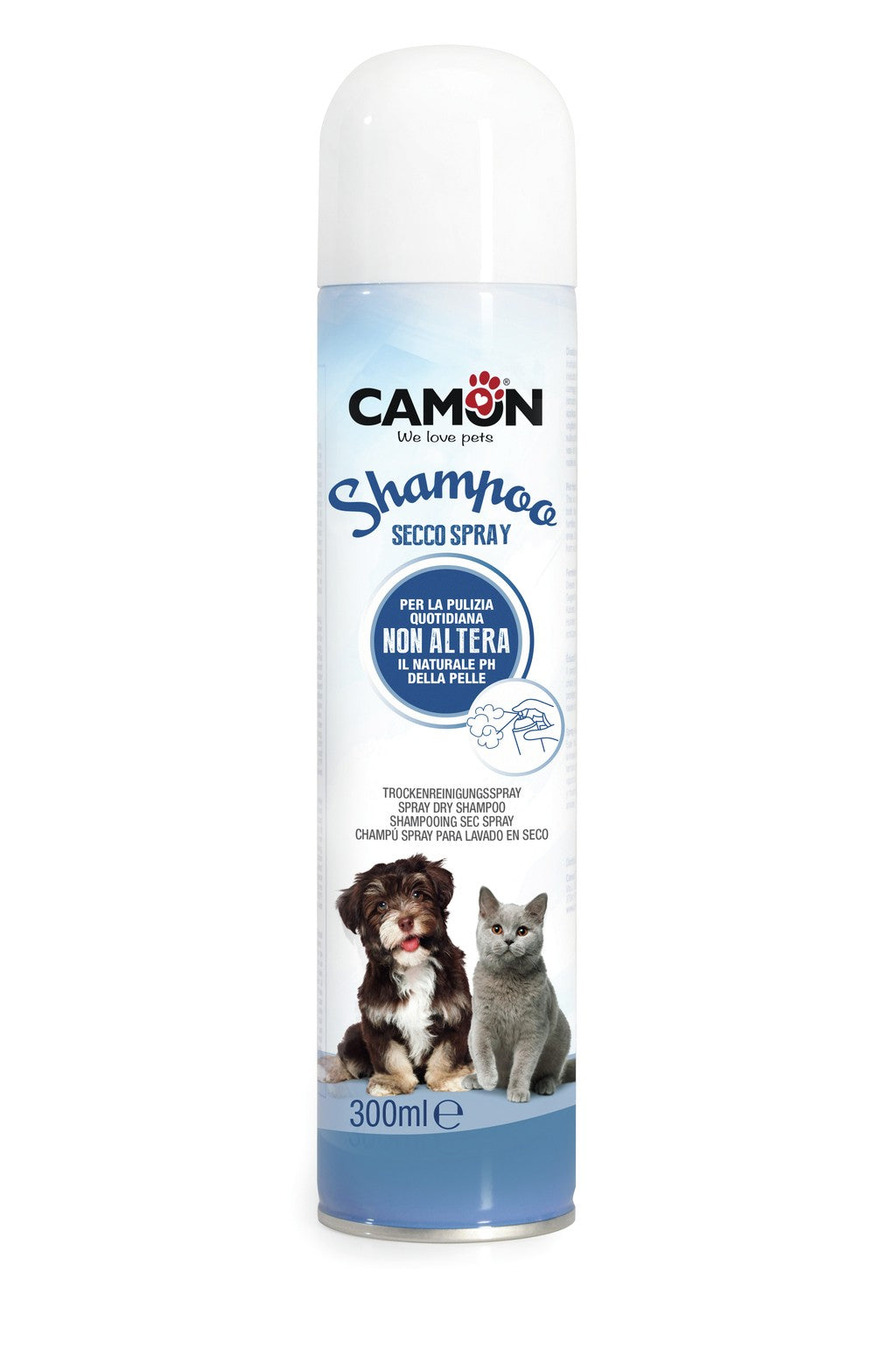 Shampoo secco spray Camon 300 ml per cani e gatti, adatto alla pulizia senza risciacquo Shampoo secco spray Camon 300 ml per cani e gatti, adatto alla pulizia senza risciacquo